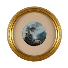 FRENCH SCHOOL (18th/19th Century,), A man and a woman in a classical garden landscape with urn and