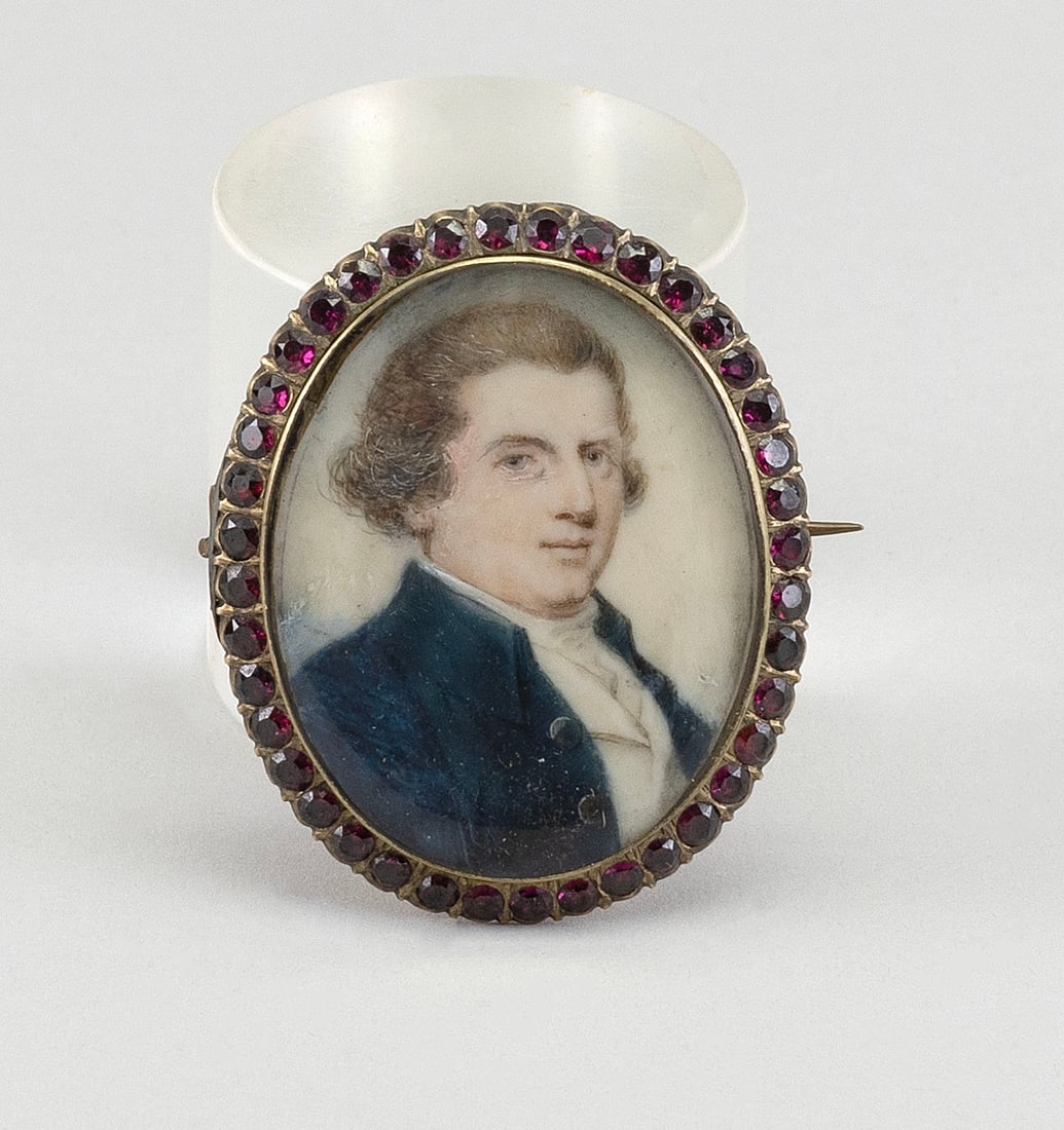 MINIATURE PORTRAIT OF A YOUNG MAN 19th Century Oval 2" x 1.75". (1 of 3)