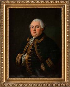 ENGLISH SCHOOL (Circa 18th Century,), Half-length portrait of a man in a naval uniform., Oil on
