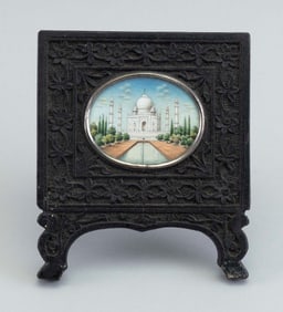 ANGLO-INDIAN MINIATURE PAINTING OF THE TAJ MAHAL Late 19th Century Height 4.5". Width 3.75".