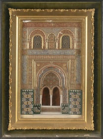 AFTER DIEGO FERNANDEZ CASTRO (19th Century,), Painted and carved plaster plaque of the Alhambra,