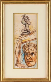 CHAIM GROSS (New York/Massachusetts/Austria/Poland, 1904-1991), Self portrait., Watercolor on paper,