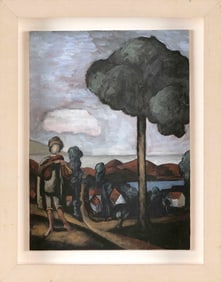 CONTINENTAL SCHOOL (20th Century,), Fauvist-style landscape with figures., Oil on board, 10" x 7".