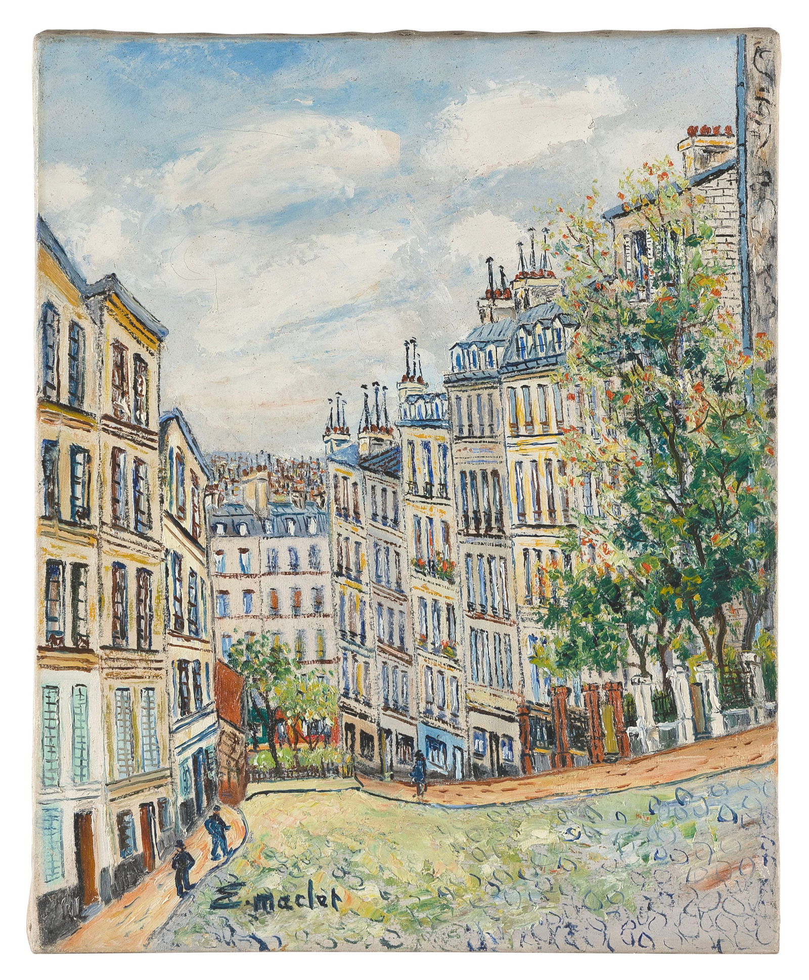 ELISEE MACLET (France, 1881-1962), Parisian street scene., Oil on canvas, 16" x 13". Unframed. (1 of 3)