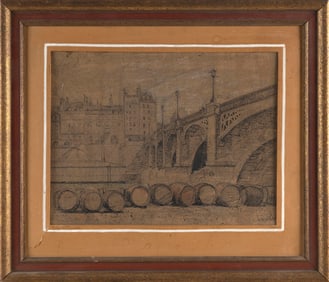 LOUIS ORR (Connecticut/France, 1879-1966), "Pont Marie, Paris"., Mixed media on paperboard, 10.25" x