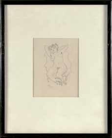 JULES PASCIN (New York/France/Bulgaria, 1885-1930), Reclining female nude., Pencil on paper, 9" x 7"