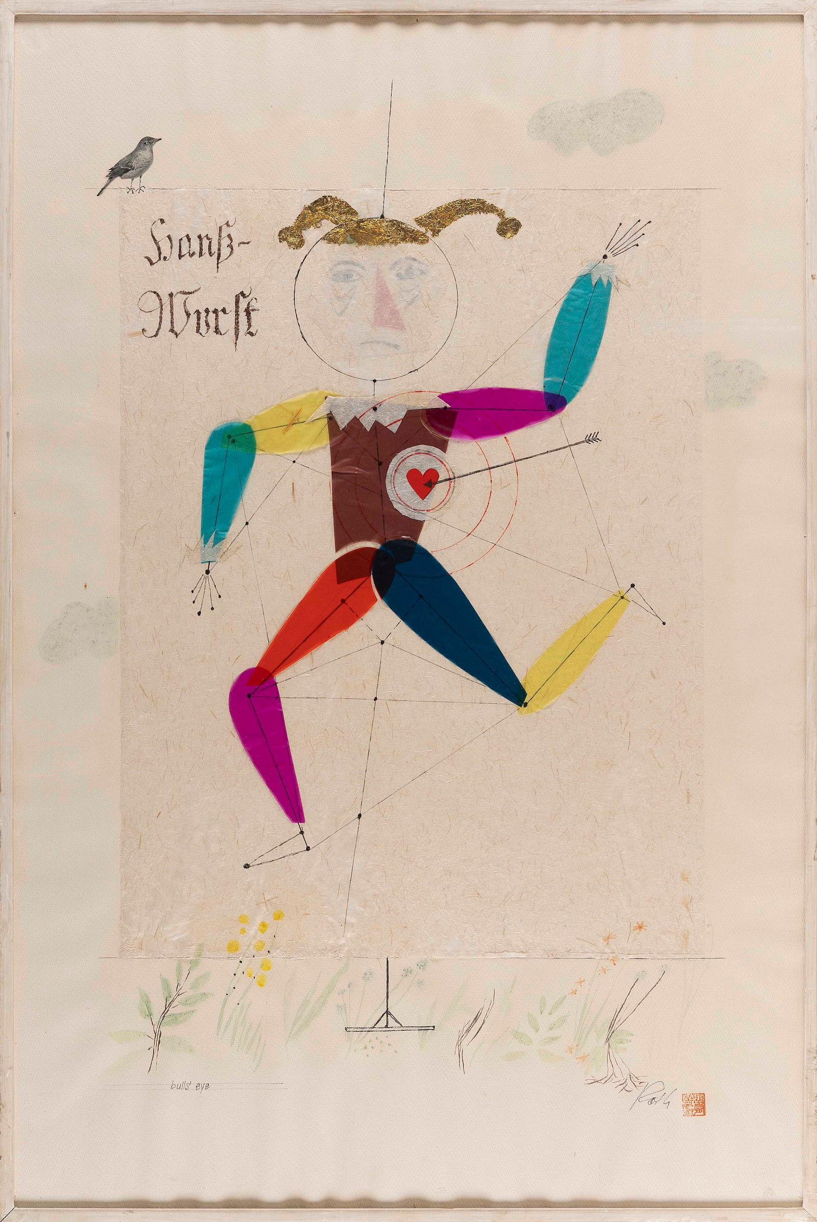 WOLFGANG ROTH (Germany, 1910-1988), Circus figure., Mixed media on paper, 37.75" x 24.5" sight.: WOLFGANG ROTHGermany, 1910-1988Circus figure. Signed lower right "Roth". Red ink character seal lower right.Mixed media on paper, 37.75" x 24.5" sight. Framed 38.5" x 25.5". Notes:Wolfgang Roth is bes