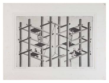 JONATHAN TALBOT (New York, 1939-), "Scaffolding 2"., Lithograph on paper, 14" x 19.75". Unframed.