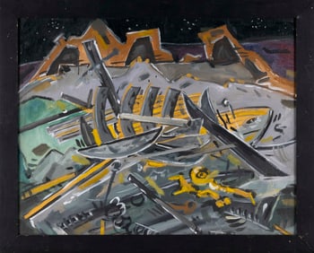 AMERICAN SCHOOL (Contemporary,), "Shipwreck"., Oil on board, 23.5" x 30.5". Framed 27" x 34".