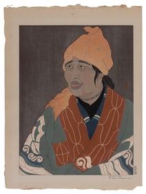 PAUL JACOULET (France/Japan, 1902-1960), "Vieille Aino. Chikabumi Hokkaido. Japon" (#90)., Woodblock