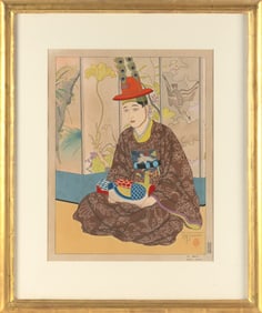 PAUL JACOULET (France/Japan, 1902-1960), "Le Marie. Seoul, Coree" (#92)., Woodblock print, 17" x 13"