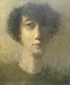 AMERICAN SCHOOL (Contemporary,), Bust portrait., Oil on board, 14" x 11.5". Unframed.