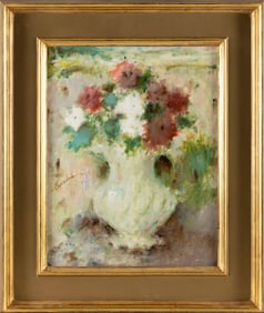 SAMUEL EDMUND OPPENHEIM (New York/Florida, 1901-1992), "Vase with Bouquet"., Oil on canvas, 18" x