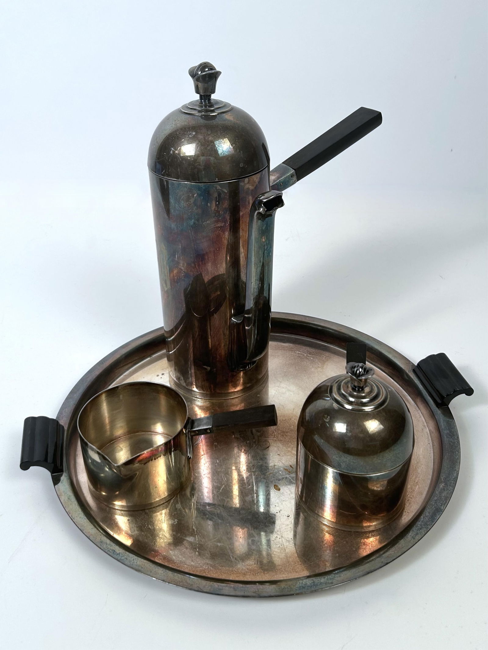 LURELLE VAN ARSDALE GUILD (1898-1985) SILVER PLATED FOUR-PIECE COFFEE SET 20th Century Coffeepot (1 of 2)