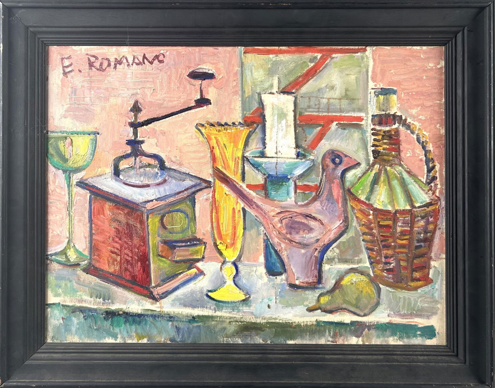 EMANUEL ROMANO GLICENSTEIN (America/Italy, 1897-1984), Colorful tabletop still life., Oil on canvas (1 of 3)