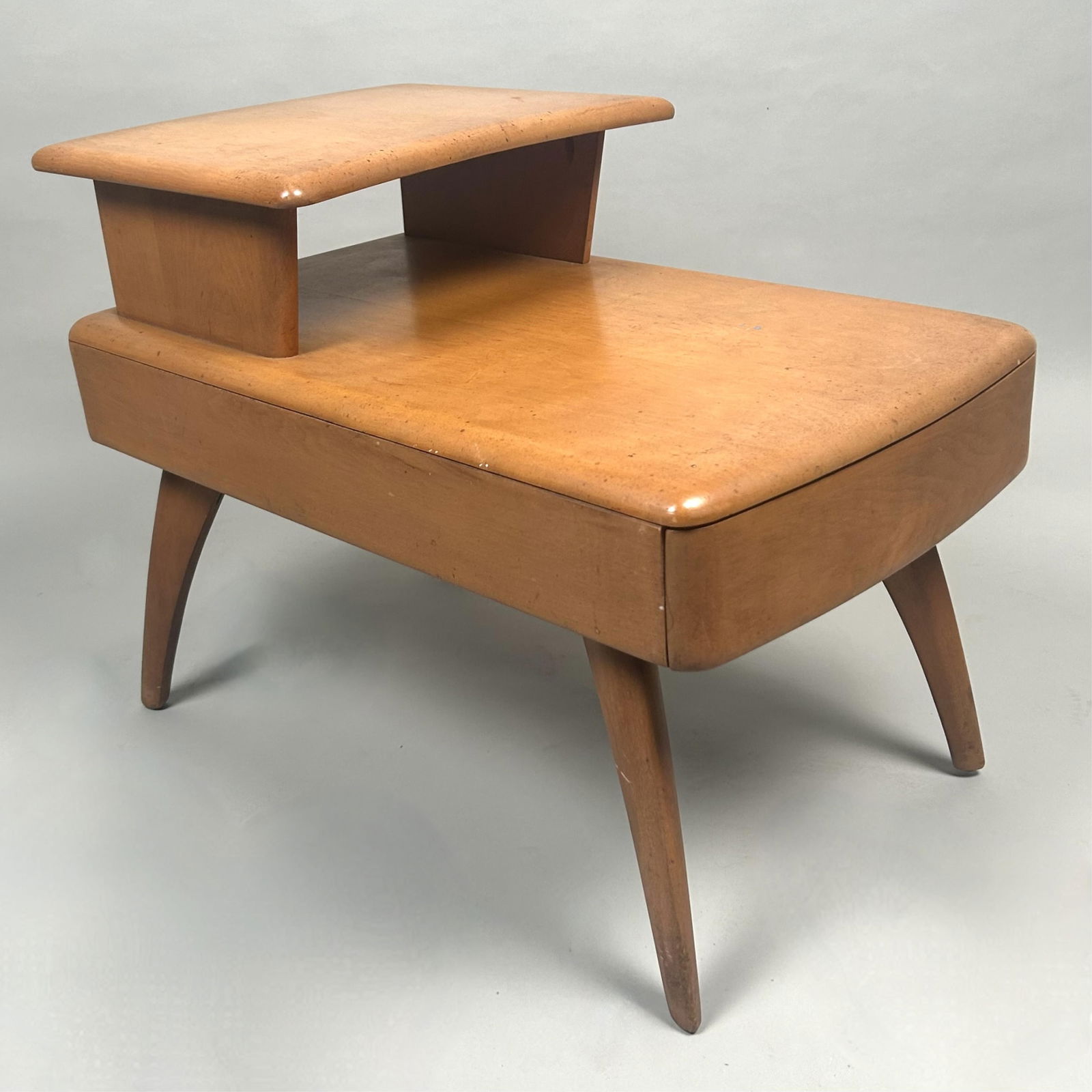 HEYWOOD-WAKEFIELD TWO-TIER END TABLE WITH DRAWER Massachusetts/Michigan, Third Quarter of the 20th (1 of 4)