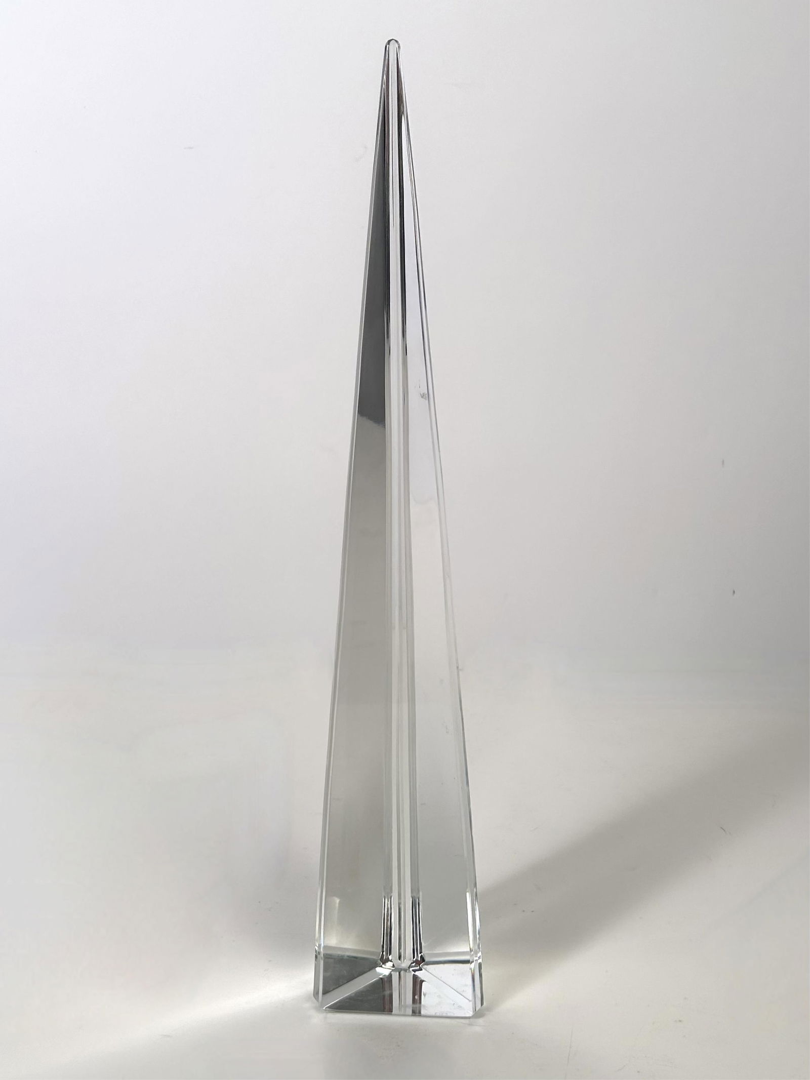 BACCARAT "RAMSES TRYLON" CRYSTAL OBELISK France, 20th Century Height 17.75". Length 3.5".: BACCARAT "RAMSES TRYLON" CRYSTAL OBELISKFrance, 20th CenturyLabeled on base.Height 17.75". Length 3.5".