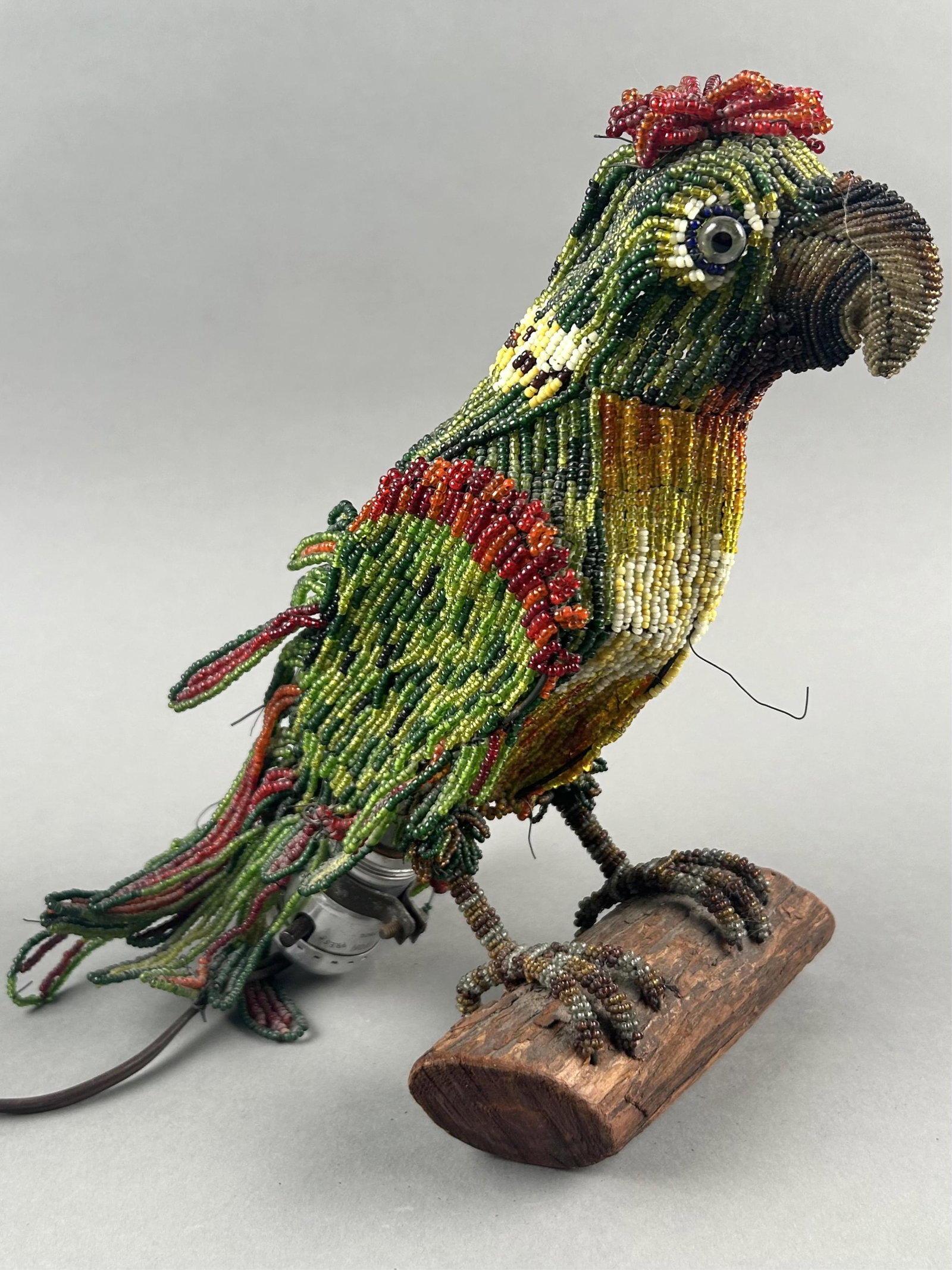 VENETIAN BEADED GLASS PARROT-FORM LAMP Early 20th Century Height 10". Width 6". (1 of 4)