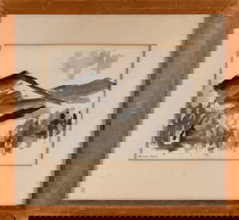 HERMAN MARIL (Maryland, 1908-1986), "Approach"., Watercolor on paper, 10" x 13" sight. Framed 19" x: HERMAN MARILMaryland, 1908-1986"Approach". Signed lower left "Herman Maril". Titled verso.Watercolor on paper, 10" x 13" sight. Framed 19" x 21". Provenance:According to handwritten note verso, the wo