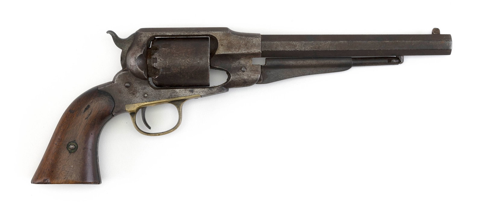 REMINGTON NEW MODEL REVOLVER 19th Century Length of barrel 8". Total length 14".: REMINGTON NEW MODEL REVOLVER 19th Century .44 cal., Serial #58373. Length of barrel 8". Total length 14".