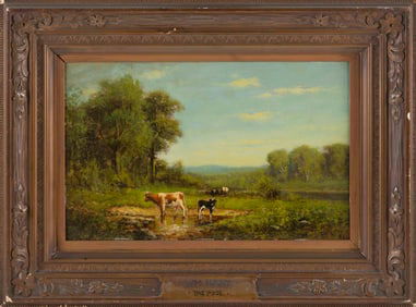 WILLIAM HART (New York/United Kingdom/Scotland, 1823-1894), "The Pool", with cattle at a watering