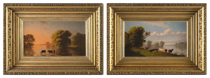 JOHANN MONGELS CULVERHOUSE (New York/Holland, 1820/25-1891/95), Pair of landscapes with cows at a