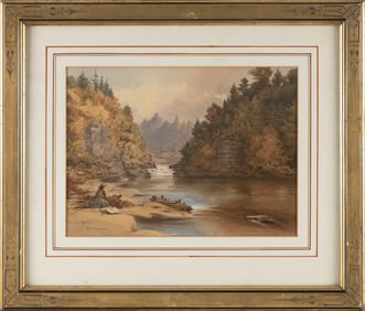 WILLIAM A. MCILVAINE JR. (New York/California, 1813-1867), "Trenton Falls"., Watercolor, 9.5" x