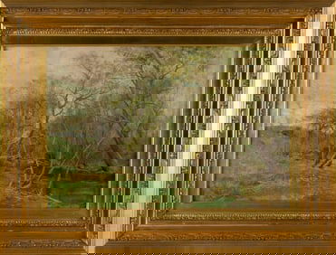 OLIVE PARKER BLACK (New York/Massachusetts, 1868-1948), "Stream"., Oil on canvas, 16" x 24". Framed