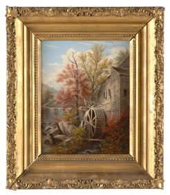 WILLIAM RICKARBY MILLER (New York, 1818-1893), "Carl's Mill, Tarrytown, New York"., Oil on canvas,