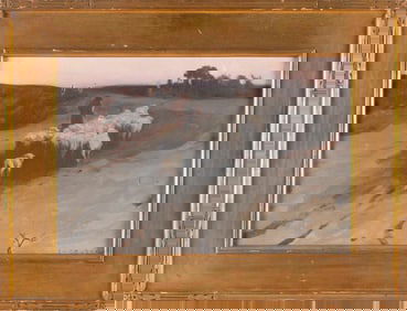 EANGER IRVING COUSE (New Mexico/New York/Michigan/France, 1866-1936), Sheep in the moonlight., Oil