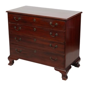JOSEPH RAWSON CHIPPENDALE BUREAU Rhode Island, Circa 1804 Height 34.5". Width 39". Depth 20".