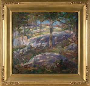 MAURICE COMPRIS (Massachusetts, 1885-1939), Summer landscape., Oil on canvas, 24" x 26". Framed 33"