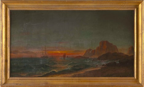 DANIEL CHARLES GROSE (Washington, D.C./New York/Canada, 1838-1900), "Sunset on the Coast of Maine".,