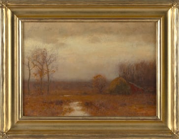 BRUCE (ROBERT BRUCE) CRANE (Connecticut/New York, 1857-1937), First light., Oil on canvas, 14" x