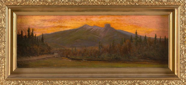 EDWARD HILL (New Hampshire/California/Oregon, 1843-1923), Sunset mountain scene., Oil on panel, 7.5"