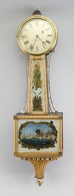 AARON WILLARD BANJO CLOCK Late 18th/Early 19th Century Height 54.5". Width 10.25".