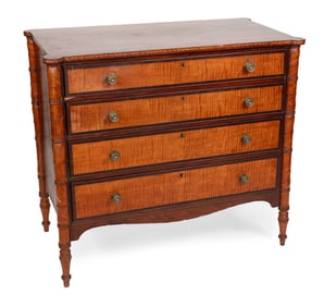 SCHOOL OF THOMAS AND JOHN SEYMOUR SHERATON BUREAU Circa 1810 Height 39". Width 43". Depth 23.25".