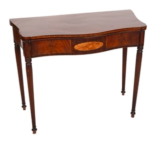 SHERATON CARD TABLE North Shore of Massachusetts, Circa 1805 Height 28.75". Width 36". Depth 17.75".