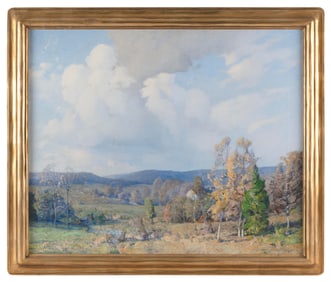 WILLIAM JURIAN KAULA (Massachusetts, 1871-1953), Clouds over an expansive valley landscape., Oil on
