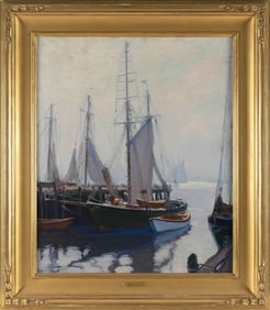 EMILE ALBERT GRUPPE (Massachusetts, 1896-1978), "Sword Fisherman"., Oil on canvas, 30" x 25". Framed