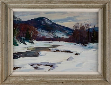 ALDRO THOMPSON HIBBARD (Massachusetts/Vermont, 1886-1972), Winter landscape., Oil on board, 19" x
