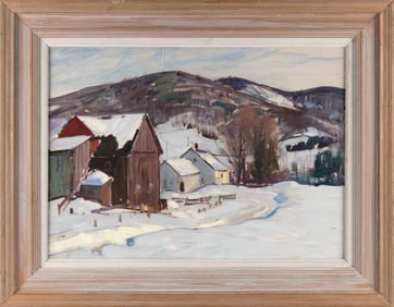 ALDRO THOMPSON HIBBARD (Massachusetts/Vermont, 1886-1972), Farm landscape, winter., Oil on canvas,