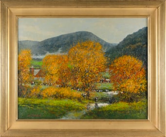 JOHN CHARLES TERELAK (New York/Massachusetts, 1942-), "Autumn Landscape"., Oil on canvas, 28" x 36".