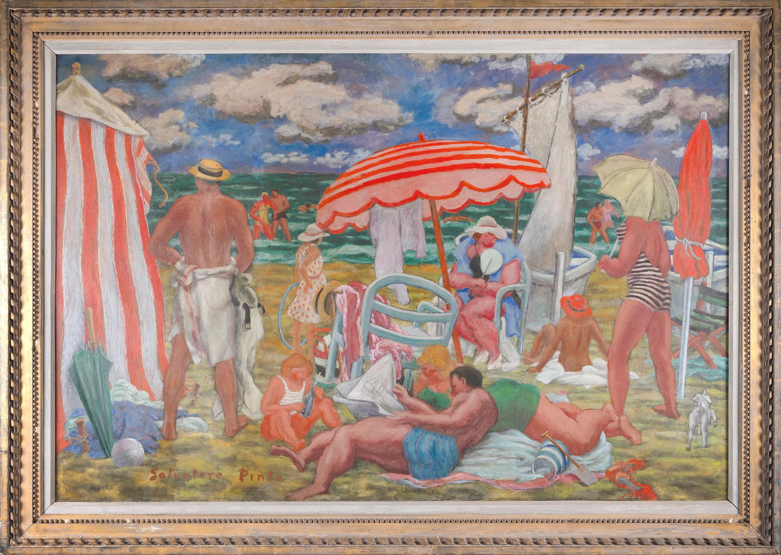 SALVATORE PINTO (Pennsylvania/Italy, 1905-1966), "Sunday Afternoon", circa 1929., Oil on canvas, (1 of 3)