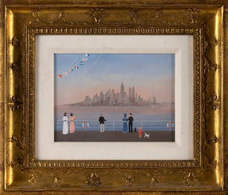 FABIENNE DELACROIX (France/Madagascar, 1972-), "? Bord du France"., Acrylic on canvas, 6.25" x