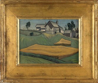 FRANCIS PEABODY COLBURN (Vermont, 1909-1984), "The Village, Burlington, Vermont"., Oil on board, 9"