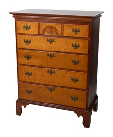 ELDRED WHEELER FOUR-DRAWER TALL CHEST Massachusetts, 20th Century Height 48". Width 37". Depth