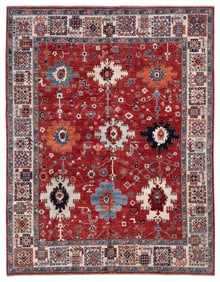 HERIZ AND KUBA DESIGN RUG: 7'9" X 9'11" 21st Century