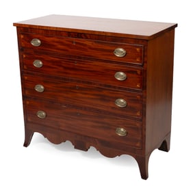 FEDERAL FOUR-DRAWER BUREAU 19th Century Height 39.75". Width 43.25". Depth 19".