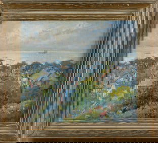 ARTHUR VIDAL DIEHL (Massachusetts/New York/England, 1870-1929), Provincetown rooftops., Oil on